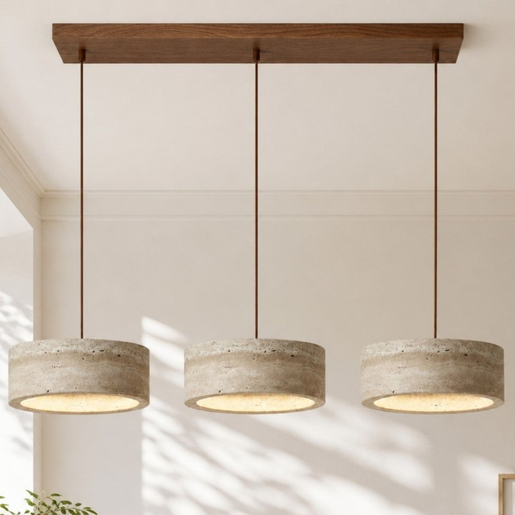 Veloria Scandinavian Travertine Round Pendant Light