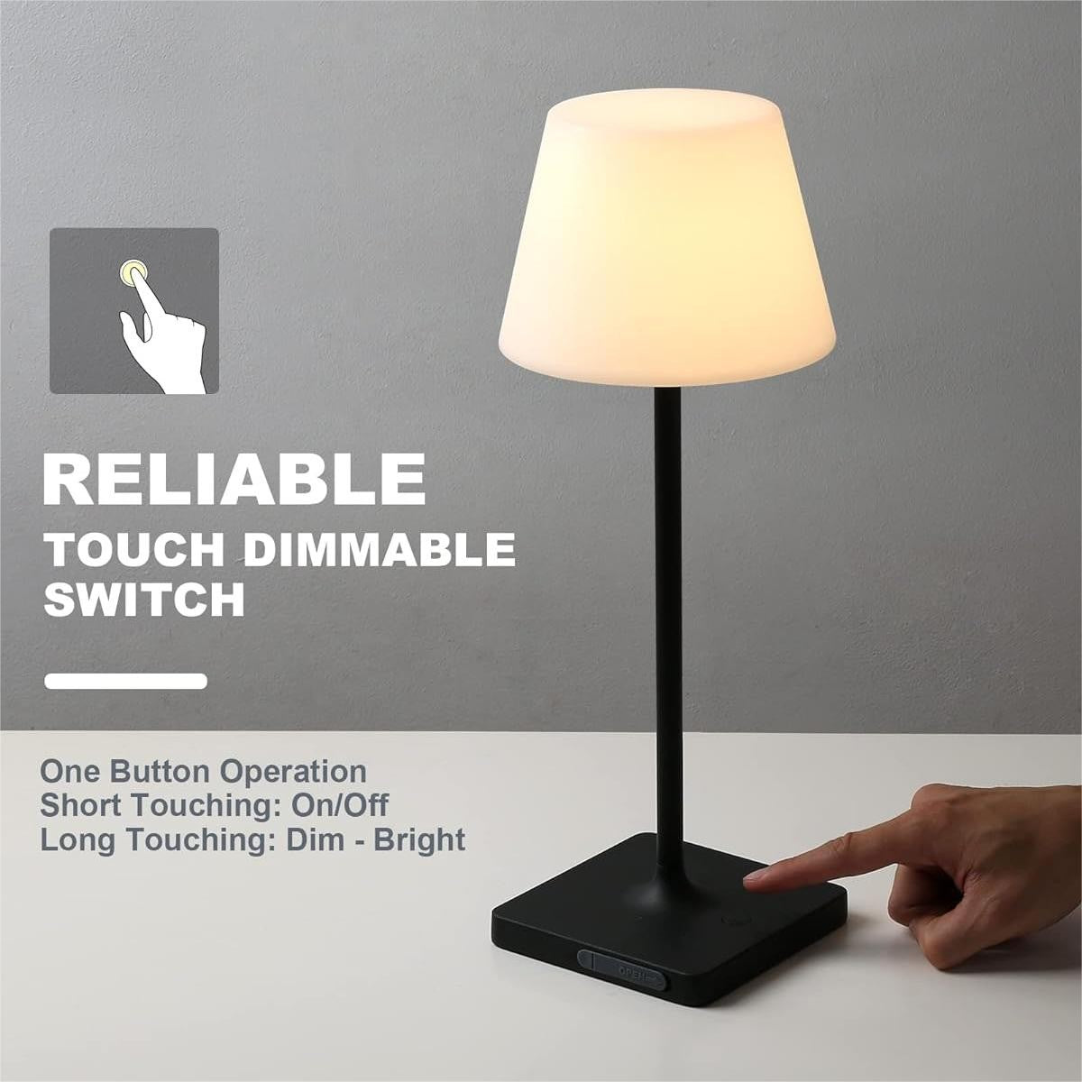 Halley Exquisite Brass Color Rechargeable Dimmable Cordless Table Lamp