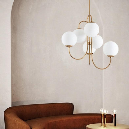 Vekton Vintage Glass Globe Gooseneck Chandelier