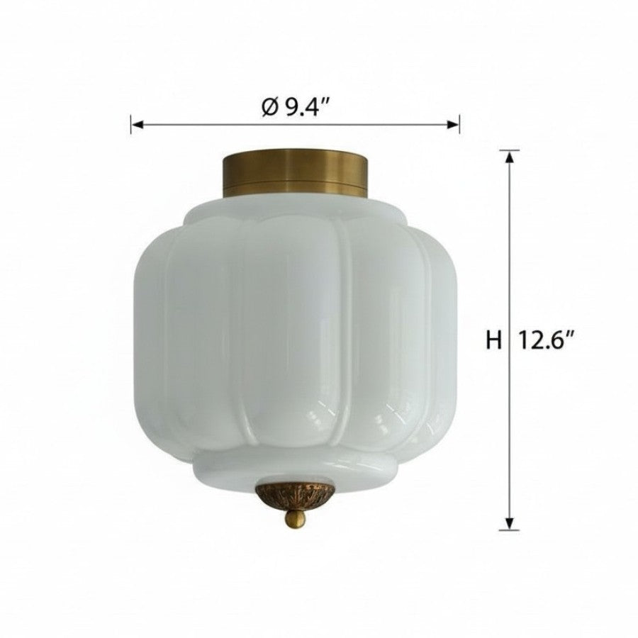 Conran Vintage Milk Glass Semi Flush Mount Eloise Ceiling Light
