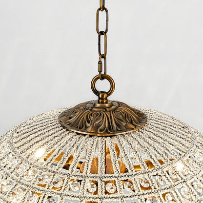 Zeldan Modern French Antique Bronze Dome Crystal Chandelier