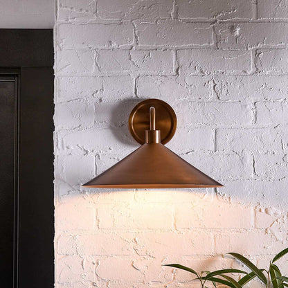 Kemp Industrial Black Brass Metal Indoor/Outdoor Wall Light