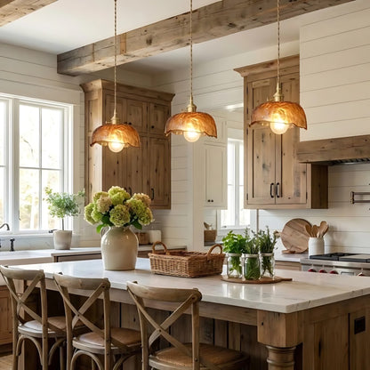 Nyxalis Vintage Brass Glass Pendant Light