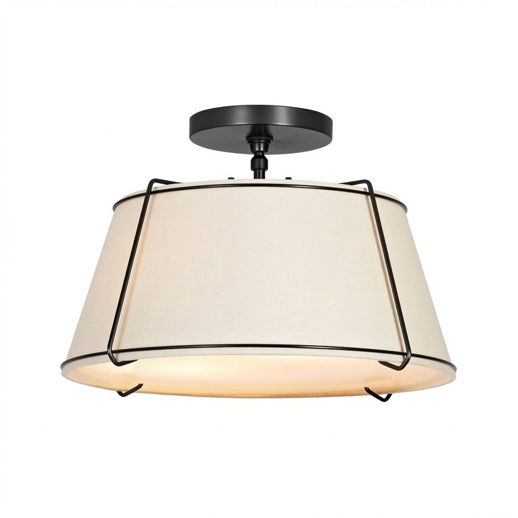 Hesperia Fabric Drum Shade Semi Flush Mount