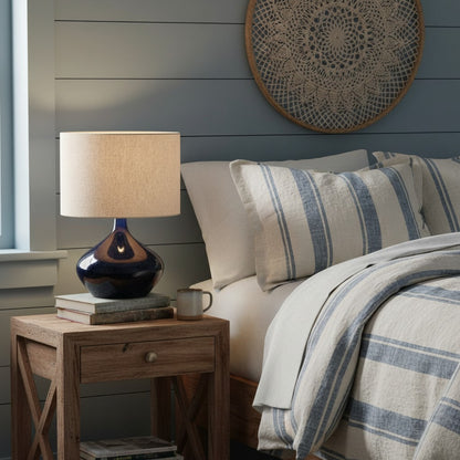 Daphne Vintage Ceramic Linen Shade Table Lamp
