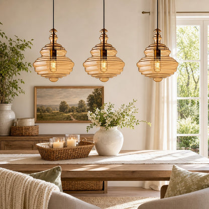 Helix Modern Glass Spool Pendant Light