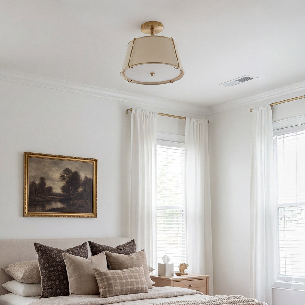 Hesperia Fabric Drum Shade Semi Flush Mount