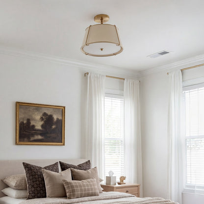 Hesperia Fabric Drum Shade Semi Flush Mount