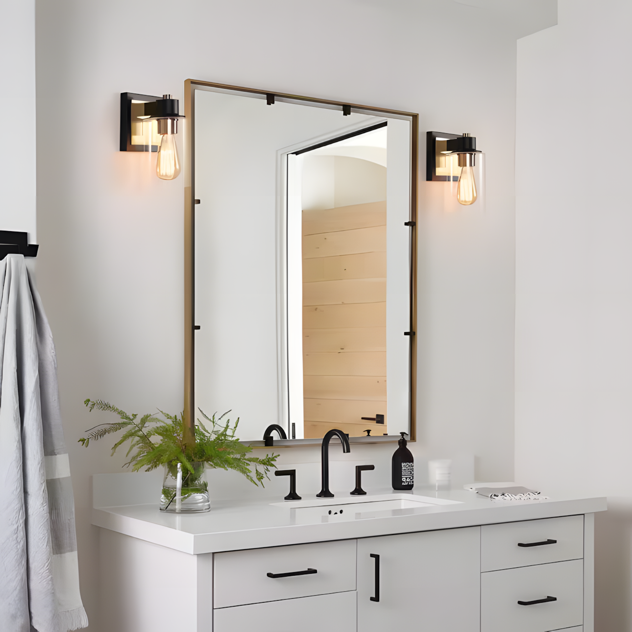 Dyril Modern Matte Black Cylinder Glass Sconce