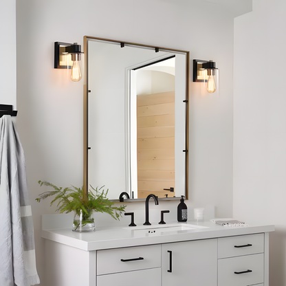 Dyril Modern Matte Black Cylinder Glass Sconce