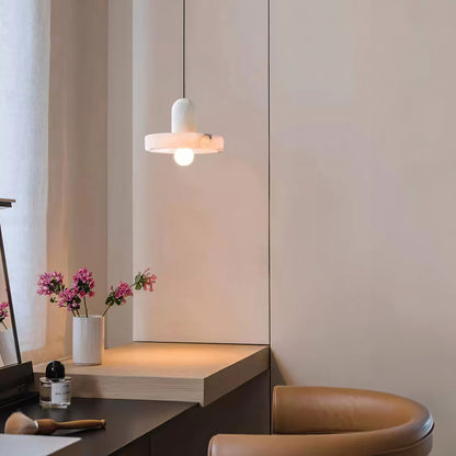Vyndorix Farmhouse Hat Shaped Alabaster Pendant Light