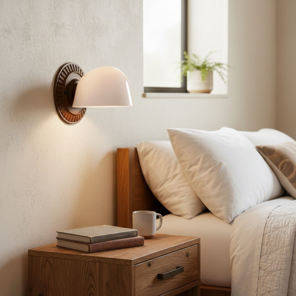 Pyrvyn Mid-Century Modern Milk Glass Shade Wall Sconce