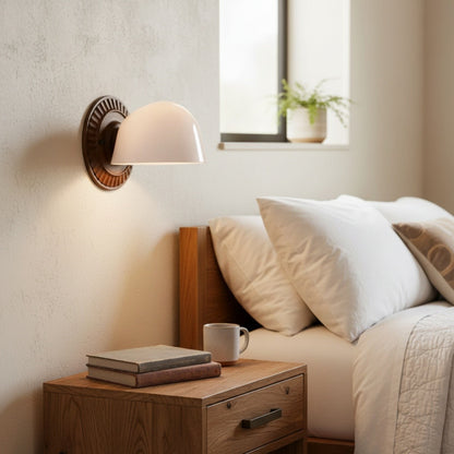 Pyrvyn Mid-Century Modern Milk Glass Shade Wall Sconce