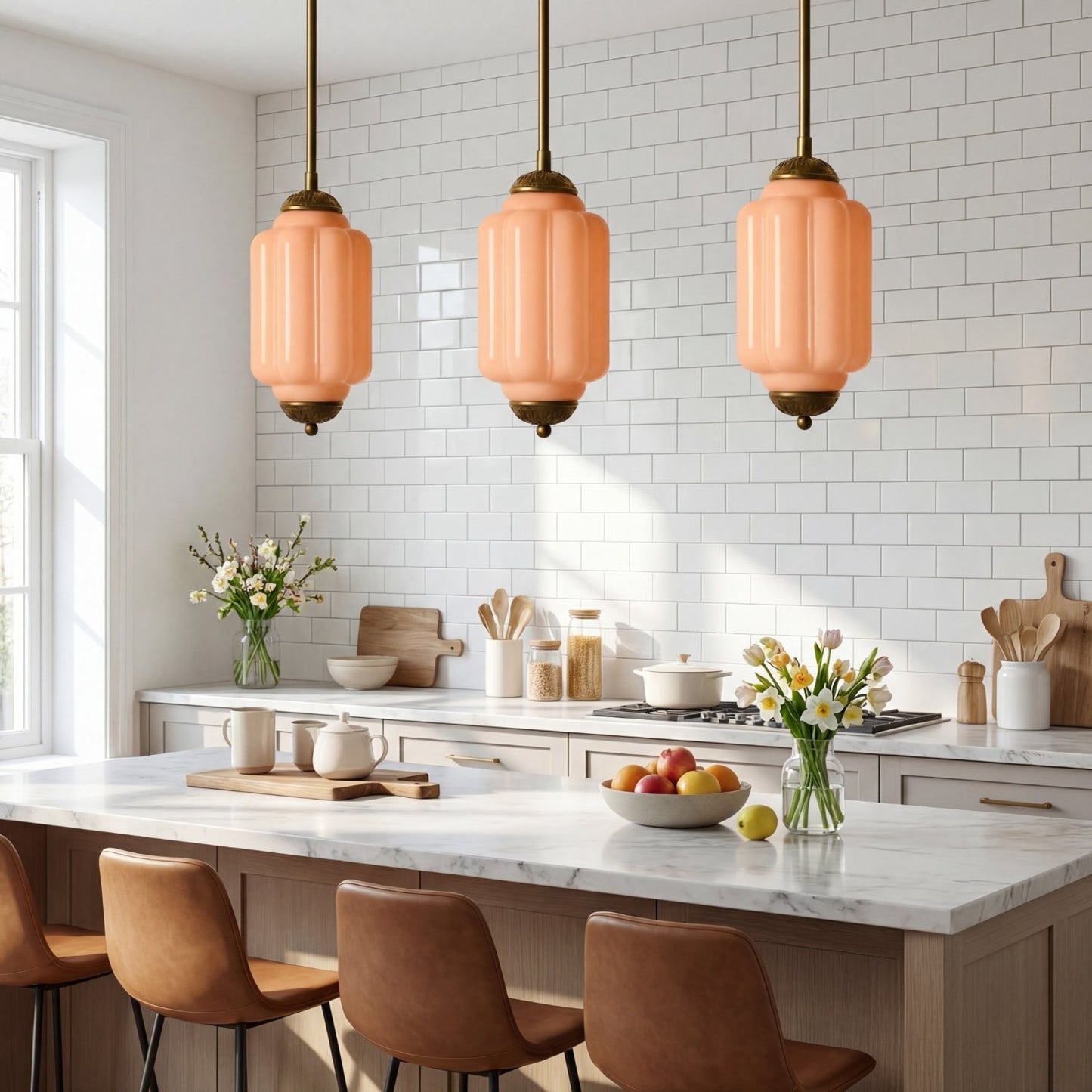 Cyrilith Farmhouse Pumpkin Glass Eloise Pendant Light