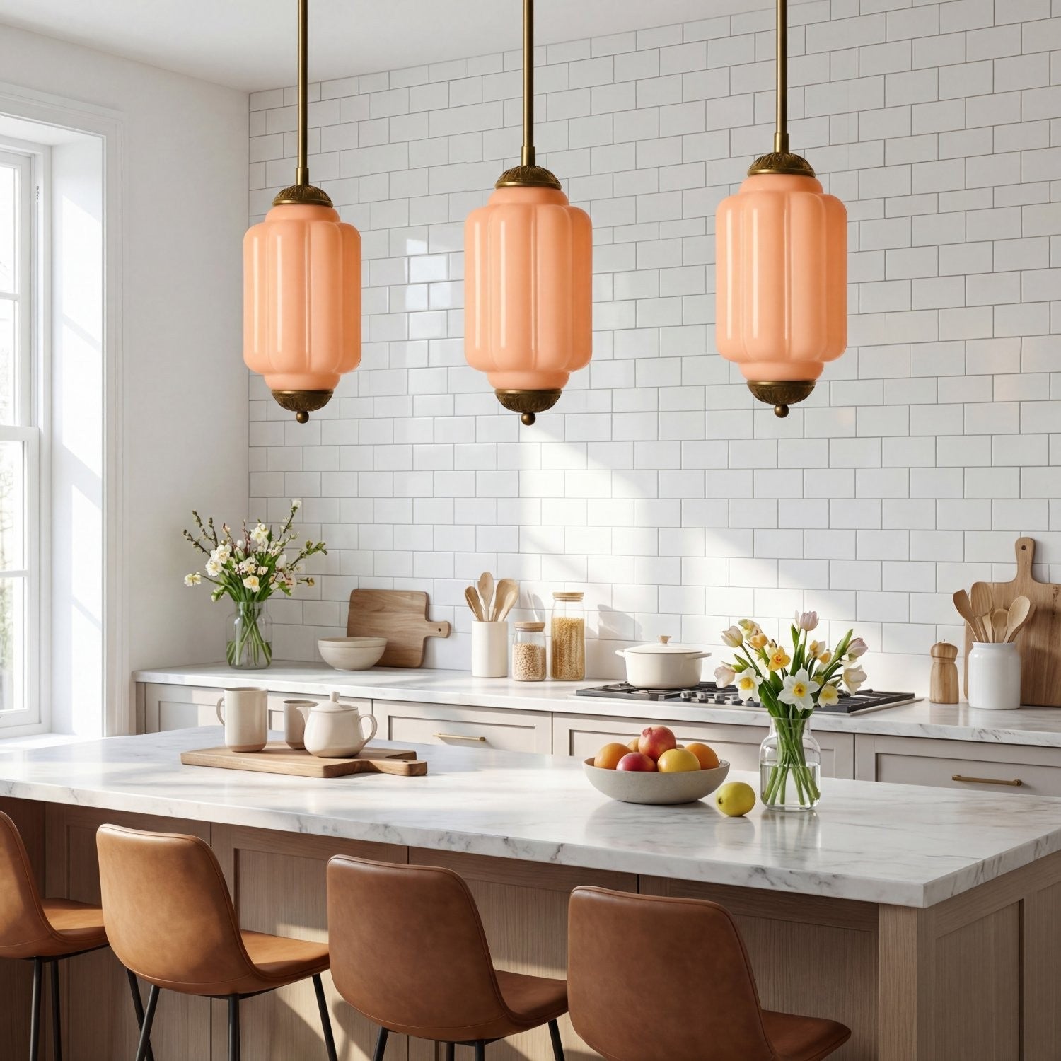 Cyrilith Farmhouse Pumpkin Glass Eloise Pendant Light