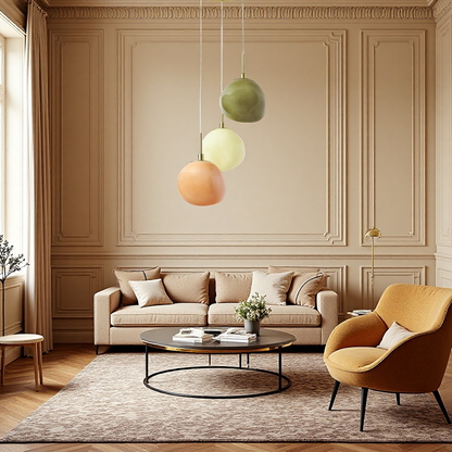 Baya Natural Three-Color Opal Glass Cluster Pendant Light