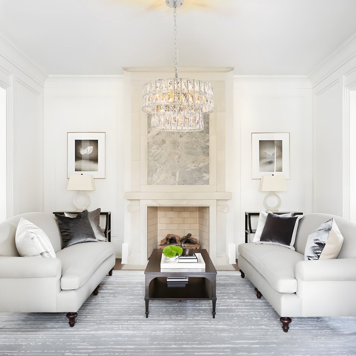 Gracie Luxurious Double Drum Crystal Chandelier