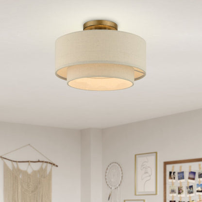 Isla Modern Drum Linen Blend Semi Flush Mount