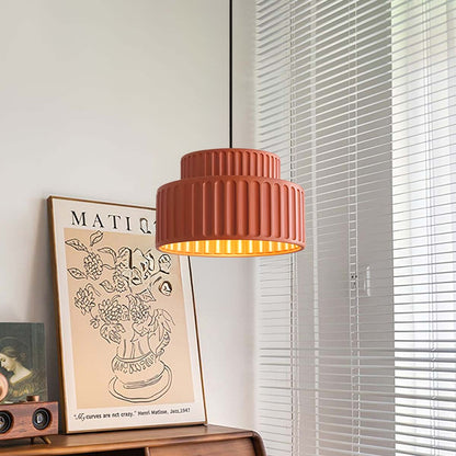 Brisby Striped Frosted Fluted Ceramic Pendant Light