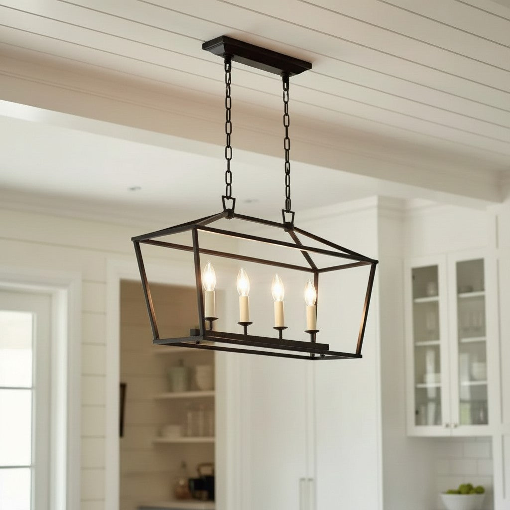 Aria Farmhouse Wrought Iron Lantern Chandelier Light