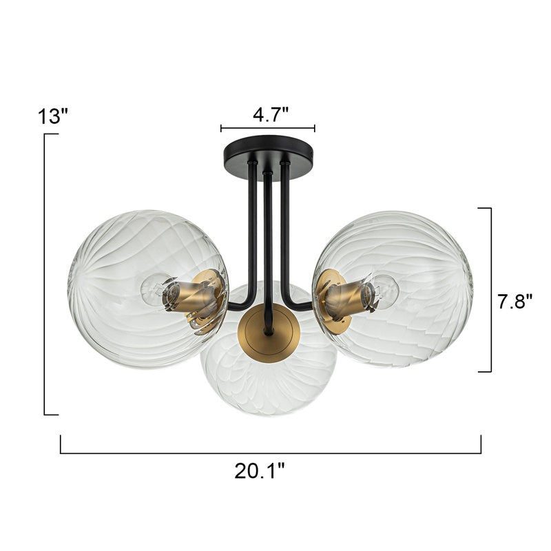 Ivey Water Ripple Glass Globe Ceiling Light
