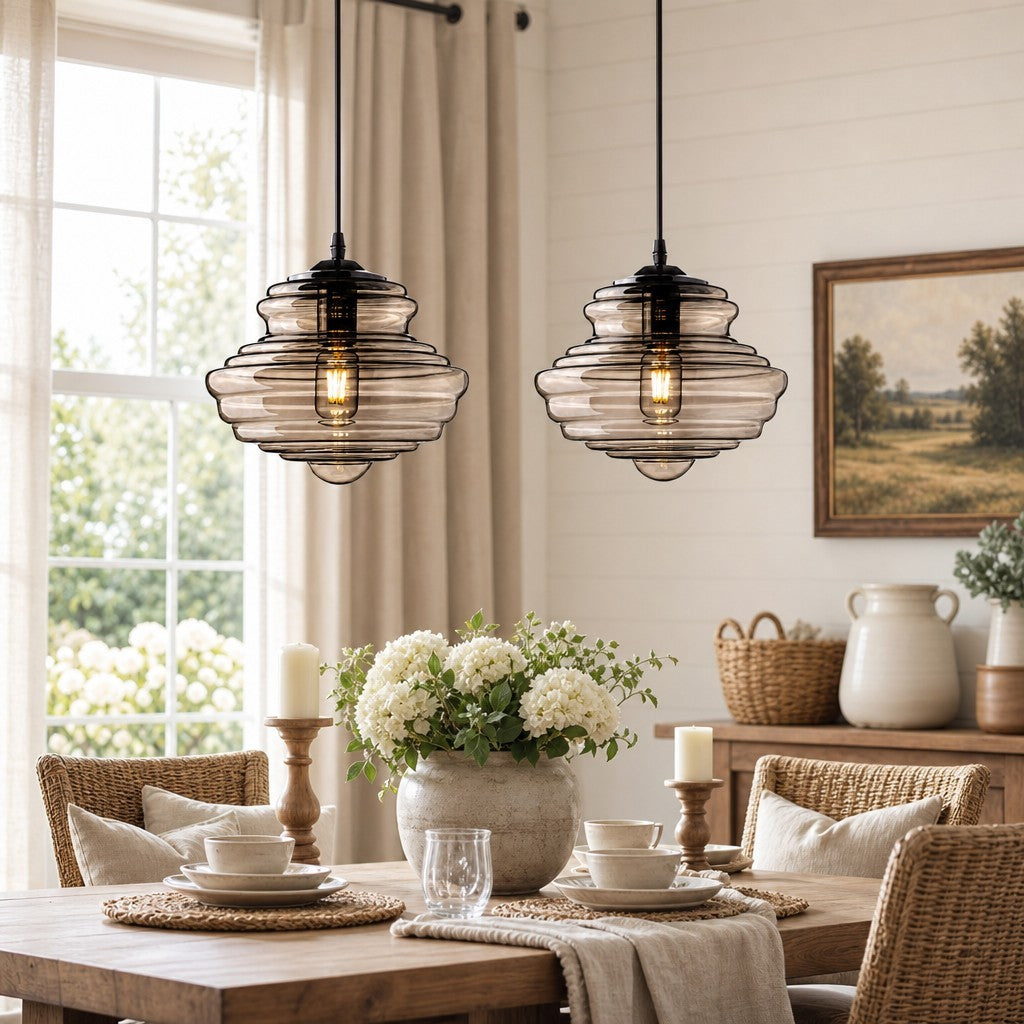 Helix Modern Glass Spool Pendant Light