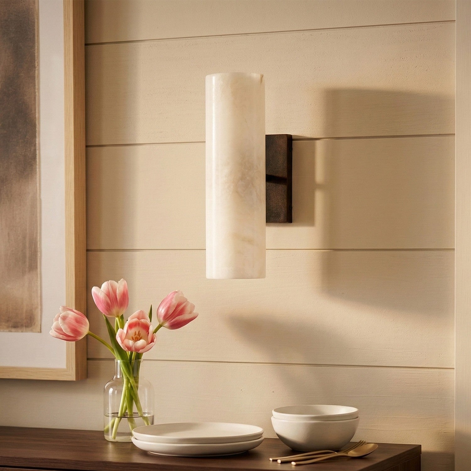 Easy Geometry Wall Lamps For Bedroom | Alabaster Living Room Wall