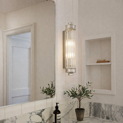 Raelin Retro Cylindrical Ribbed Glass Sconce