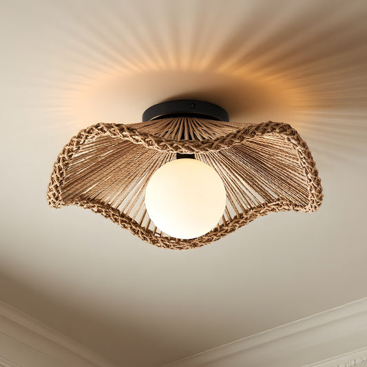 Lovary Bohemian Rattan Flower Flush Mount Ceiling Light