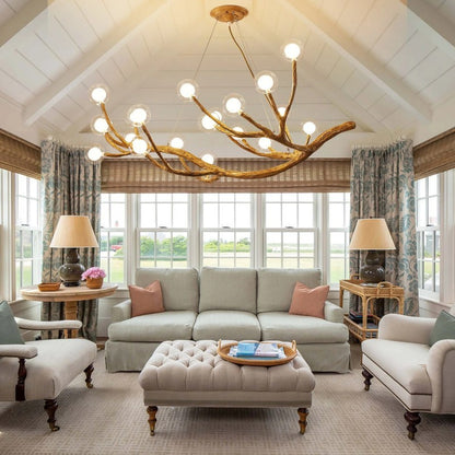 Damian Rustic Tree Branch Chandelier with Bubble Glass Lamp Shades