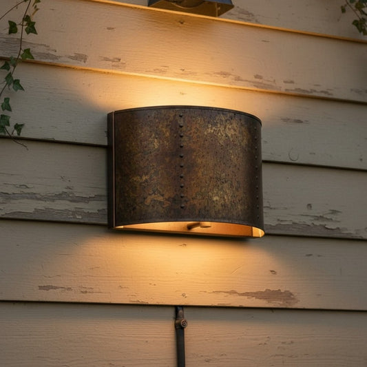 Sharon Industrial Textured Curve Brass Wall Light