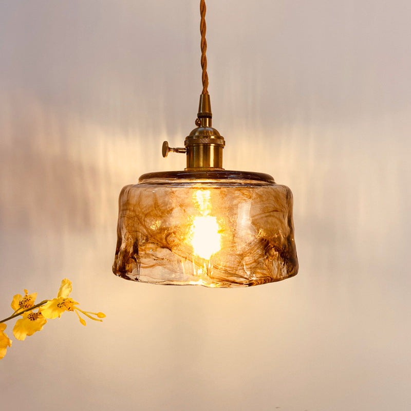 Cyralix Brass Coffee Water Ripple Glass Pendant Light