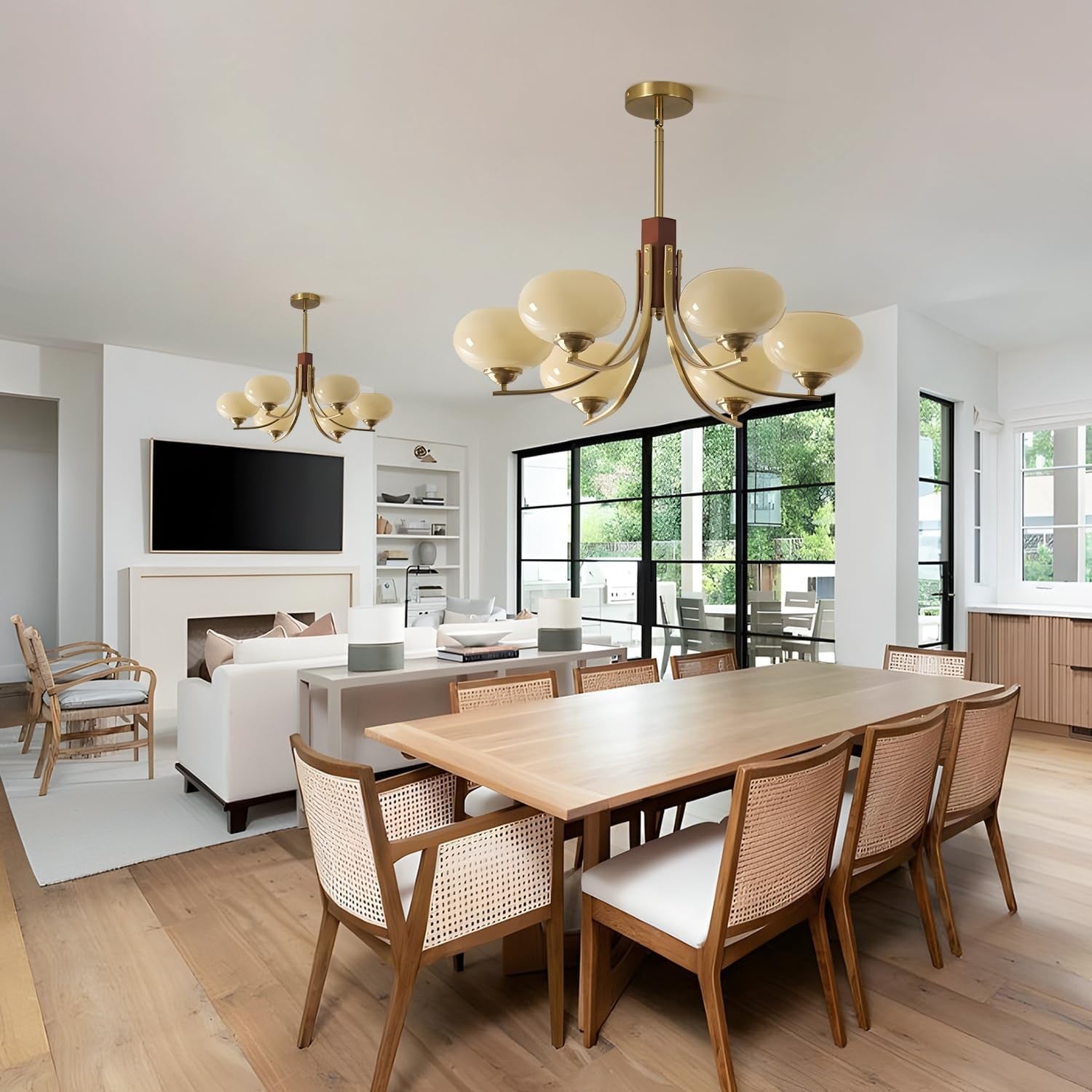 Juino Wood Farmhouse Milk Ball Sputnik Chandelier