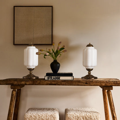 Nexos French Retro Cream Glass Textured Eloise Table Lamp