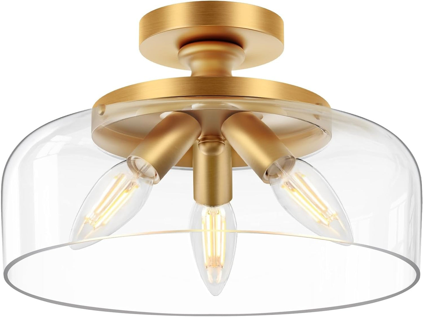 Santos Vintage Hand Carved Floral Clear Glass Semi Flush Mount Ceiling Light