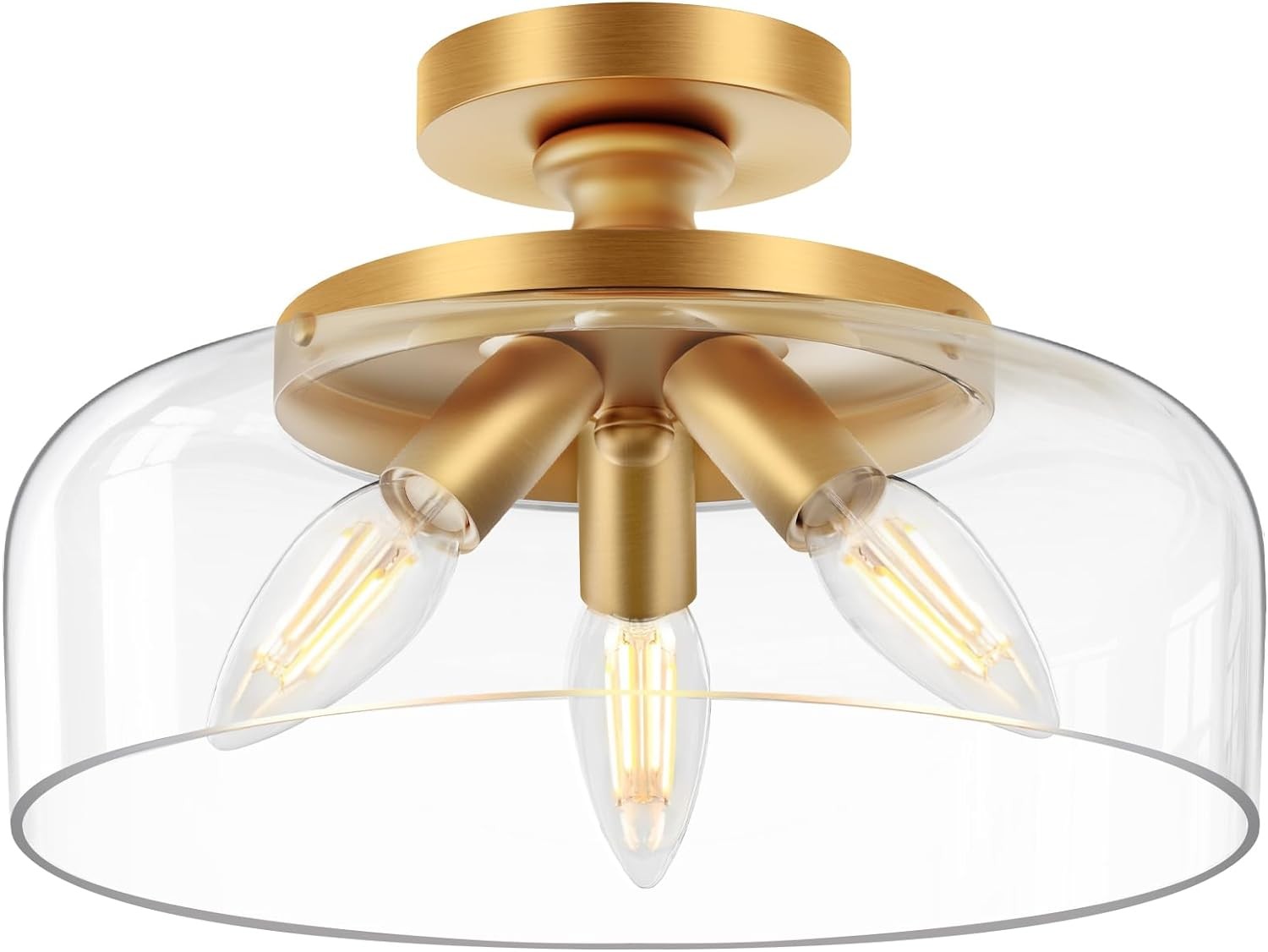 Santos Vintage Hand Carved Floral Clear Glass Semi Flush Mount Ceiling Light