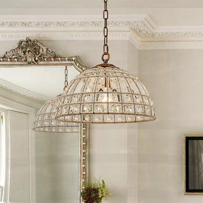 Zeldan Modern French Antique Bronze Dome Crystal Chandelier