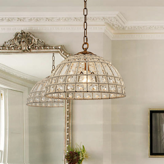 Zeldan Modern French Antique Bronze Dome Crystal Chandelier
