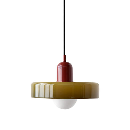 Xanadu Bauhaus Stained Glass Disc Pendant Light