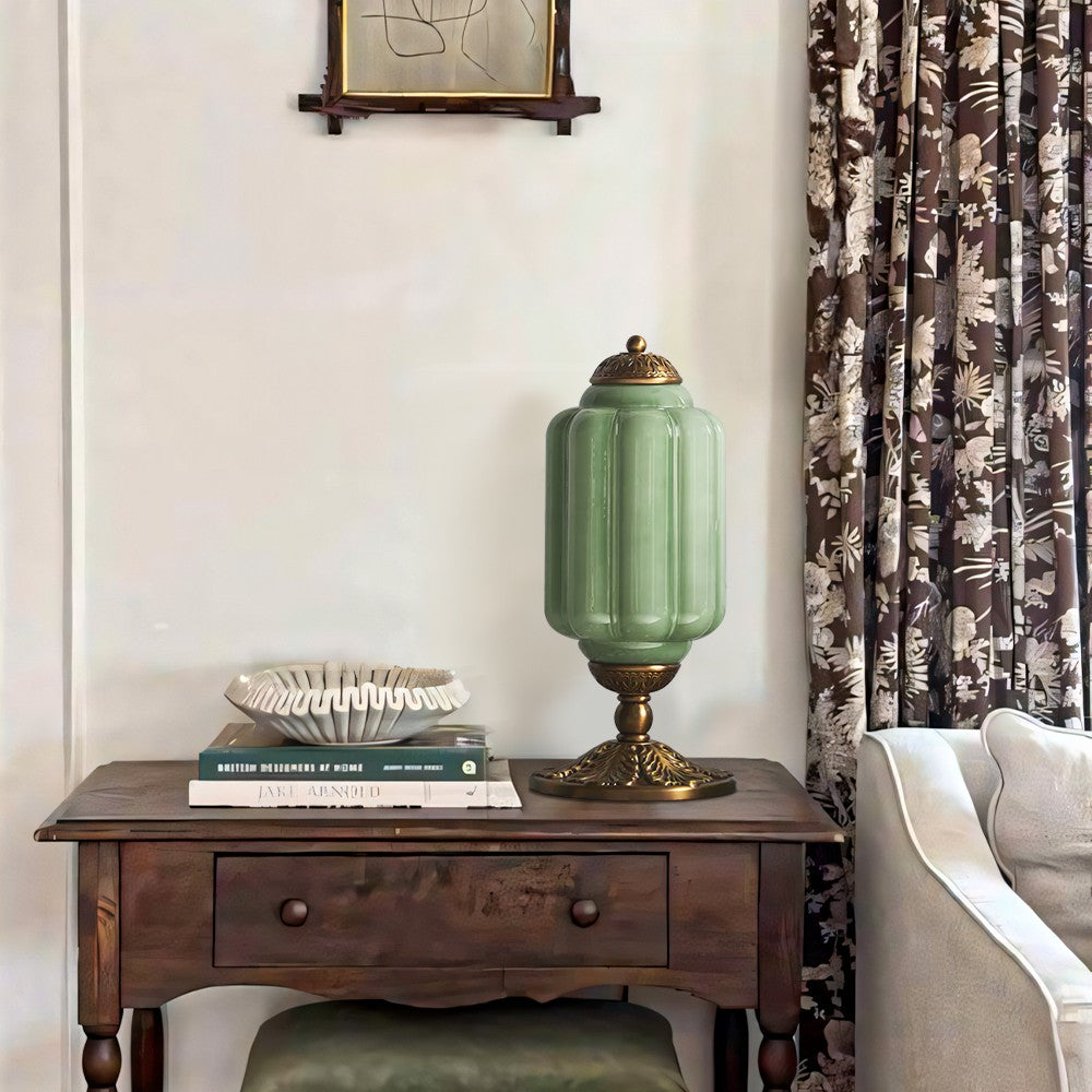 Nexos French Retro Cream Glass Textured Eloise Table Lamp