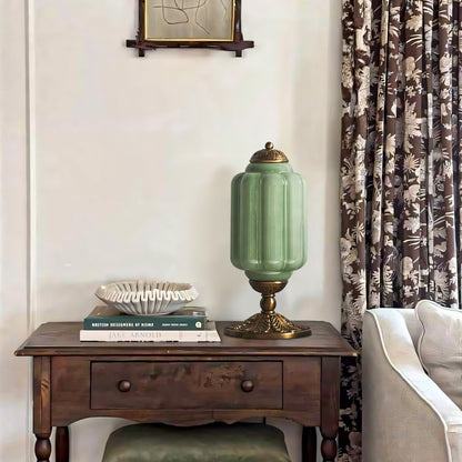 Nexos French Retro Cream Glass Textured Eloise Table Lamp