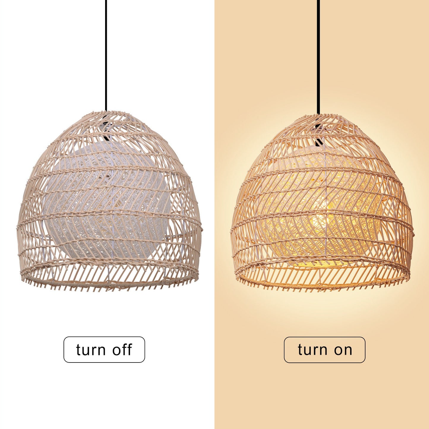 Clioan Bohemian Woven Rattan Pendant Light