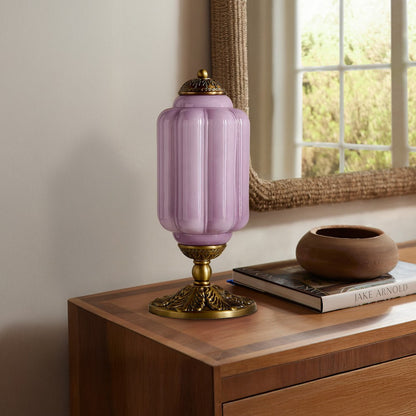 Nexos French Retro Cream Glass Textured Eloise Table Lamp