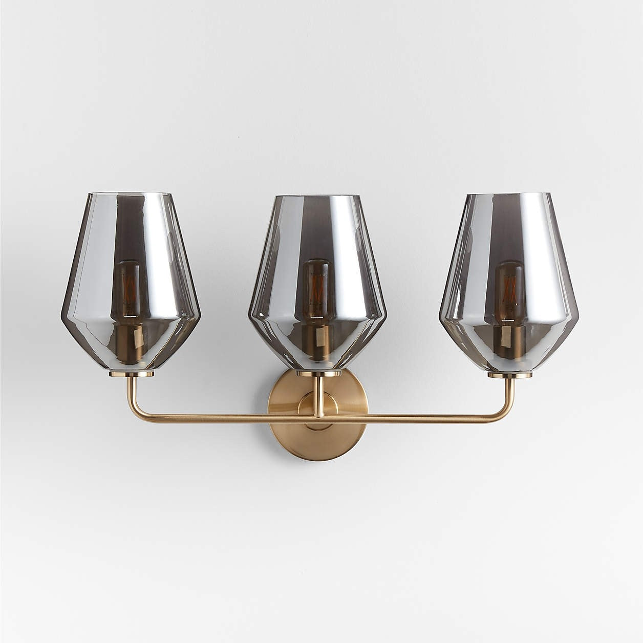 Konig Minimalist 3-Light Brass Glass Wall Light