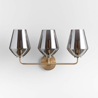 Konig Minimalist 3-Light Brass Glass Wall Light