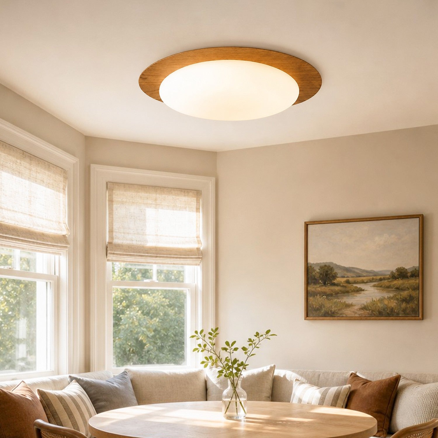 Zephyriel Nordic LED Walnut Pebble Ceiling Light