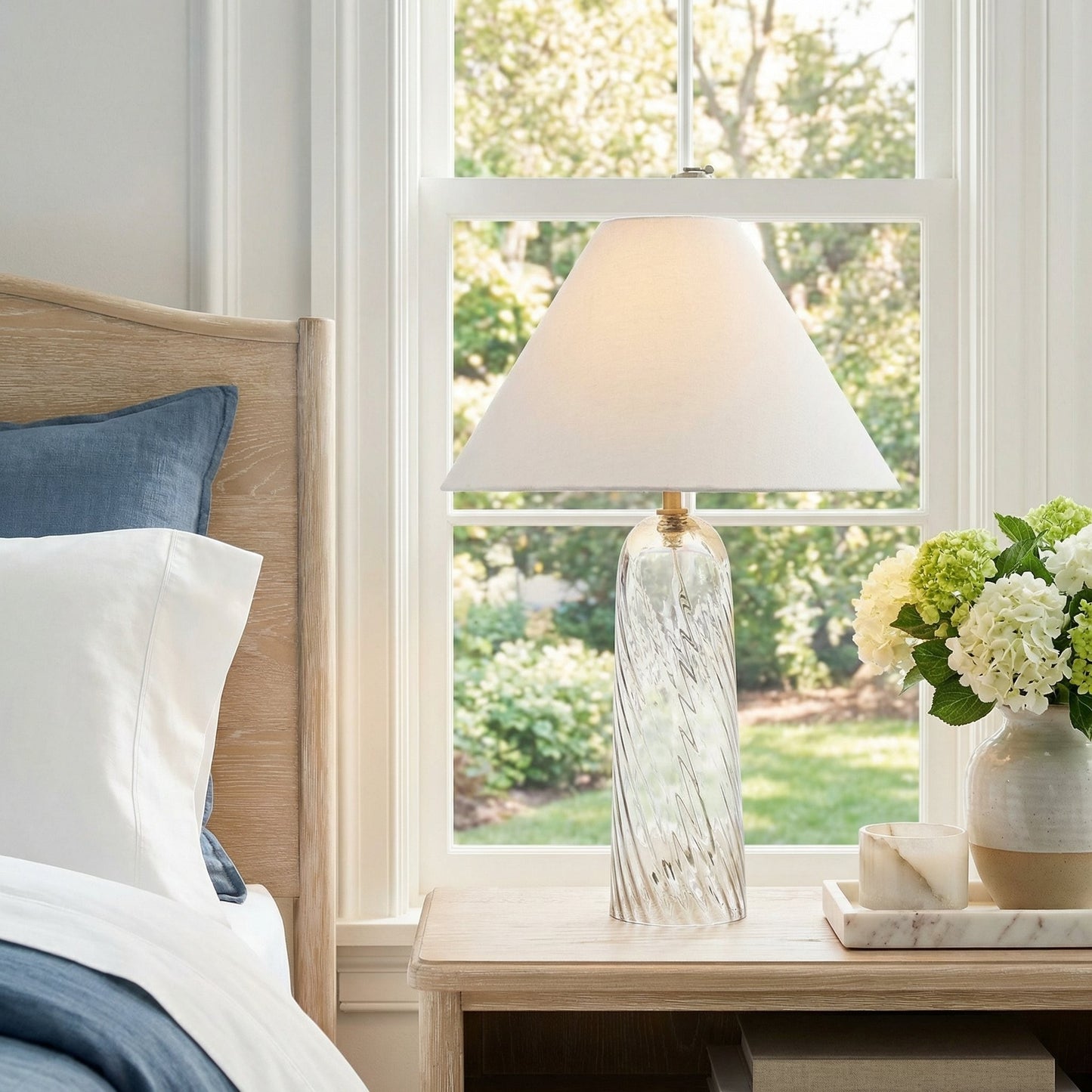 Latham Vintage Glass Bottle Fabric Table Lamp