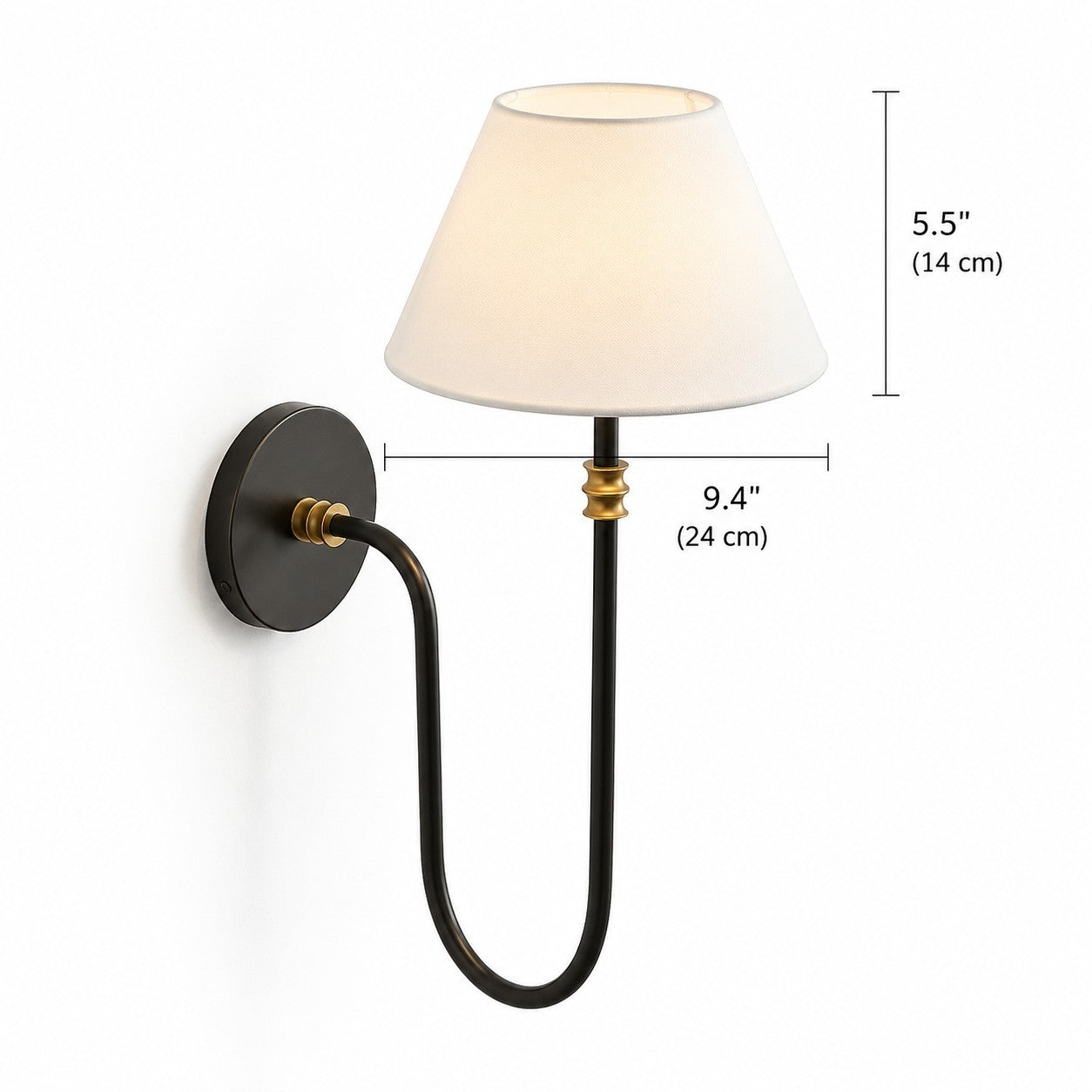 Wren Retro White Fabric Swan Neck Sconce