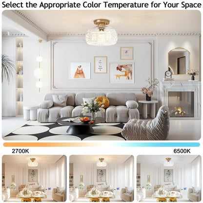 Ixionis Stained Engraved Pattern Glass Flush Mount Ceiling Light