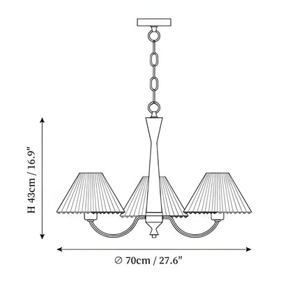 Axel Rustic Pleated Shade Wood Chandelier